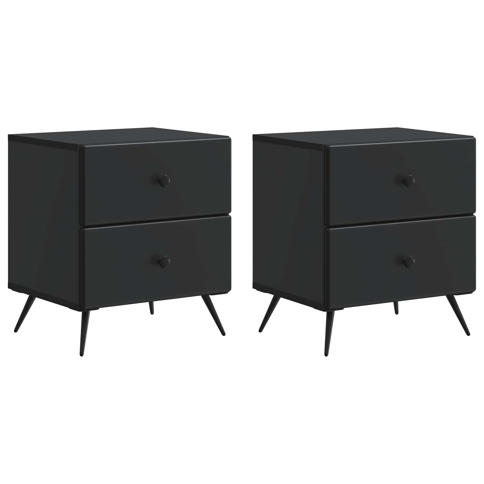 vidaXL Dulap de noapte 2 pcs Negru 43 x 34,5 x 47,5 cm Lemn prelucrat