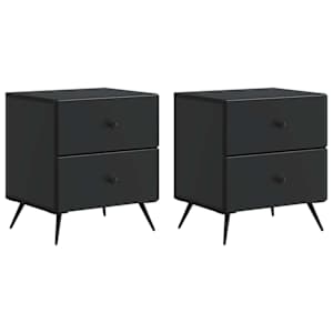 Noční skříňka 2 pcs Černá 43 x 34,5 x 47,5 cm Kompozitní dřevo - obrázek 2