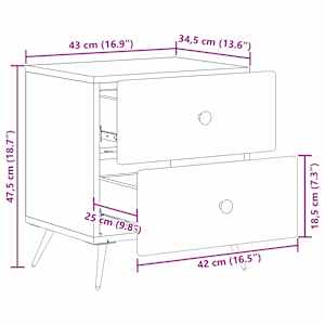 Noční skříňka 2 pcs Černá 43 x 34,5 x 47,5 cm Kompozitní dřevo - obrázek 12