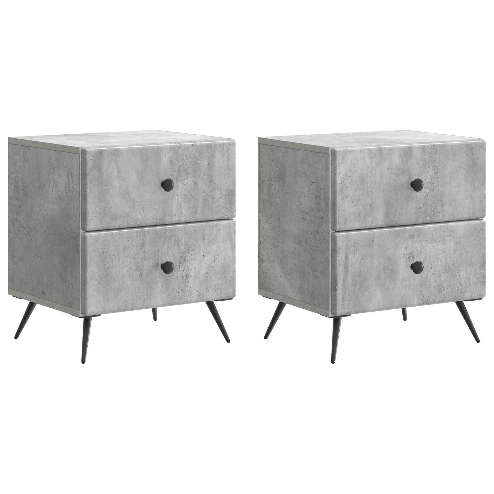 vidaXL Dulap de noapte cu sertar 2 pcs Gri Beton 43 x 34,5 x 47,5 cm