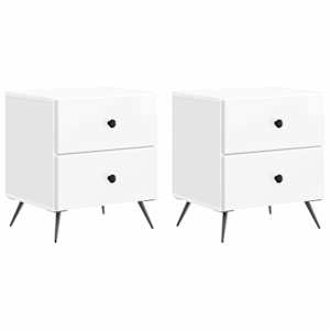 Nočna omarica 2 pcs Bela visok sijaj 43 x 34,5 x 47,5 cm