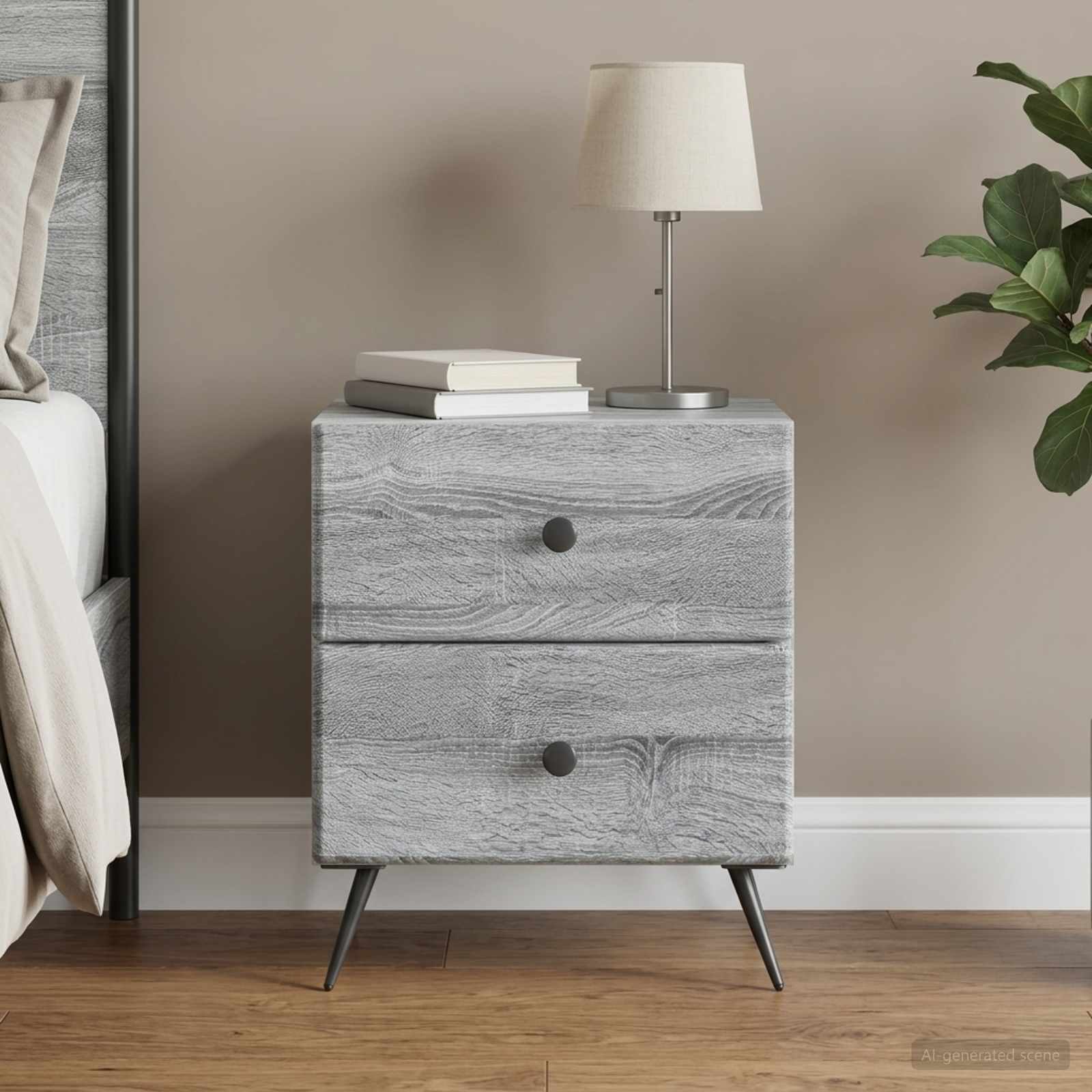 Κομοδίνο Γκρι Sonoma 43 x 34,5 x 47,5 εκ Επεξεργασμένο Ξύλο