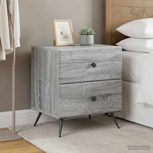 Noční skříňka se zásuvkou 2 pcs Šedá sonoma 43 x 34,5 x 47,5 cm - obrázek 4