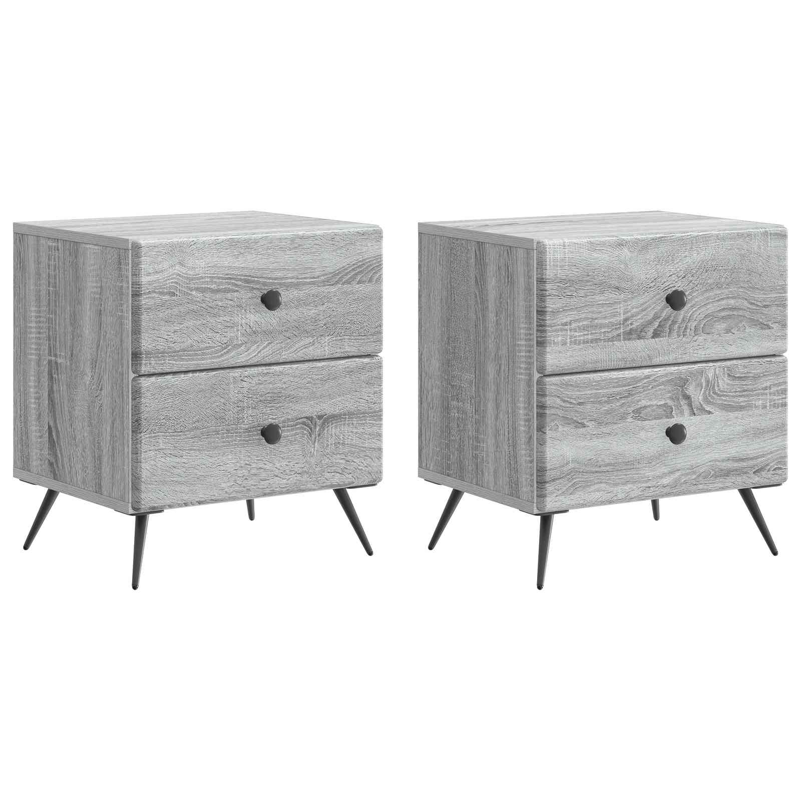 vidaXL Dulap de noapte cu sertar 2 pcs Sonoma gri 43 x 34,5 x 47,5 cm
