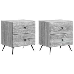 Nočna omarica s predalom 2 pcs Siva Sonoma 43 x 34,5 x 47,5 cm