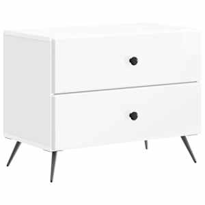 Nočna omarica s predalom Bela visok sijaj 62 x 34,5 x 47,5 cm