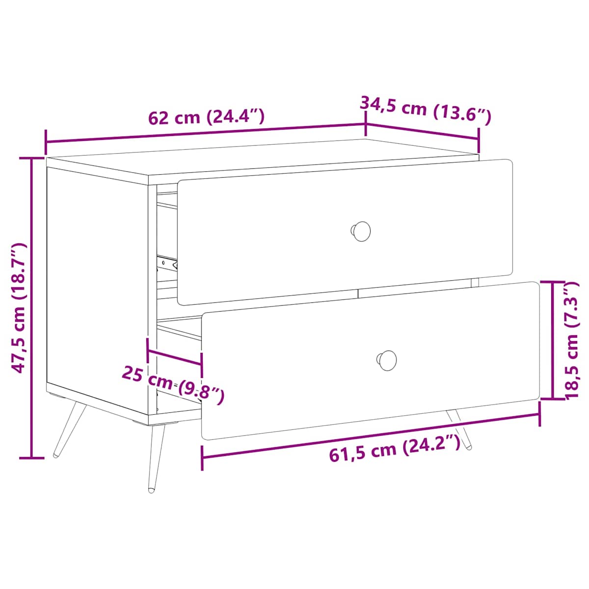 Natskab 62 x 34,5 x 47,5 cm Konstrueret træ - Billede 11