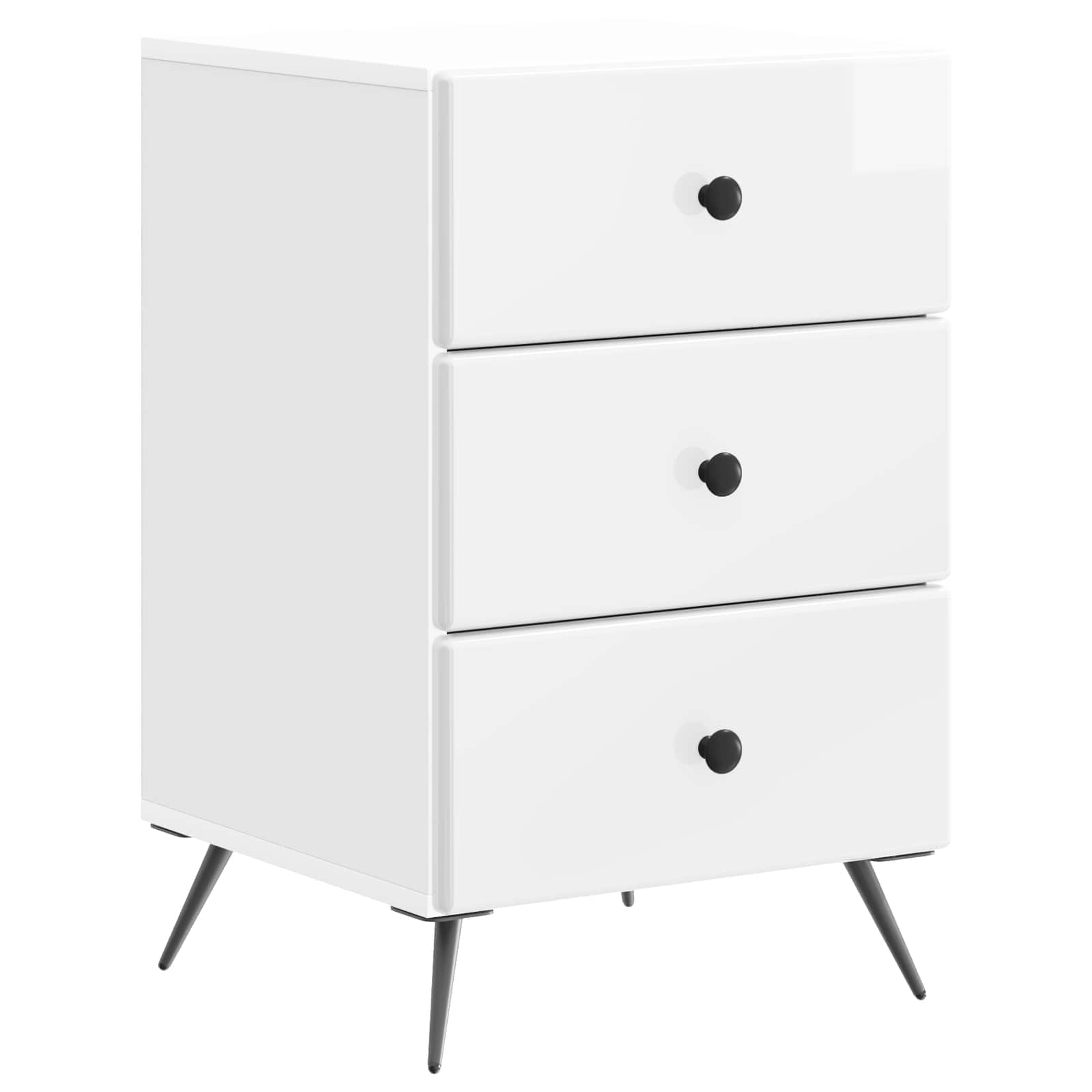 vidaXL Dulap de noapte cu sertar Alb foarte lucios 43 x 41 x 66,5 cm