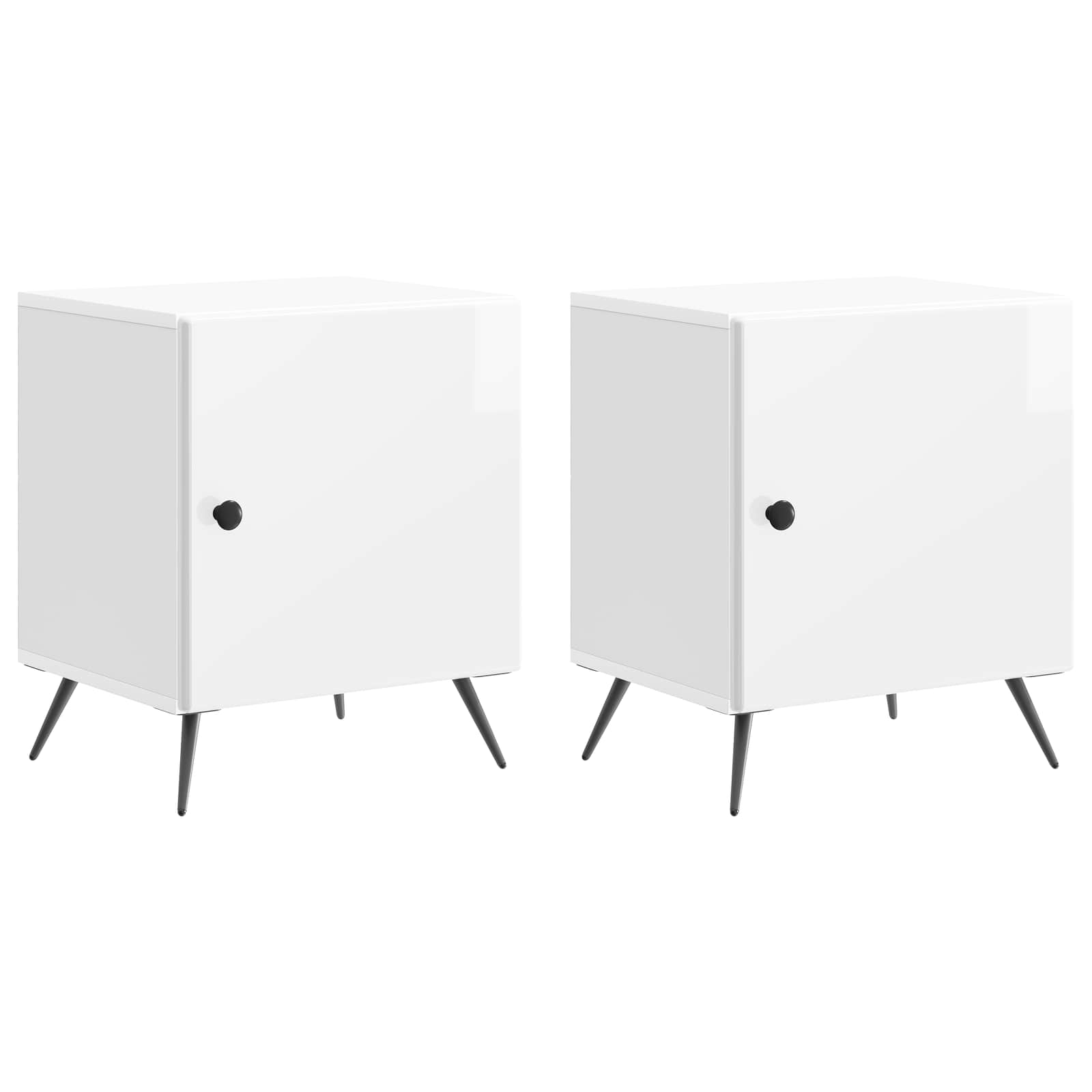 vidaXL Dulap de noapte 2 pcs Alb foarte lucios 43 x 34,5 x 50 cm