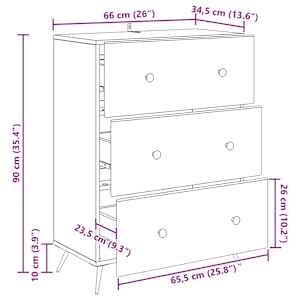 Skříň se zásuvkami Bílá s vysokým leskem 66 x 34,5 x 90 cm - obrázek 12