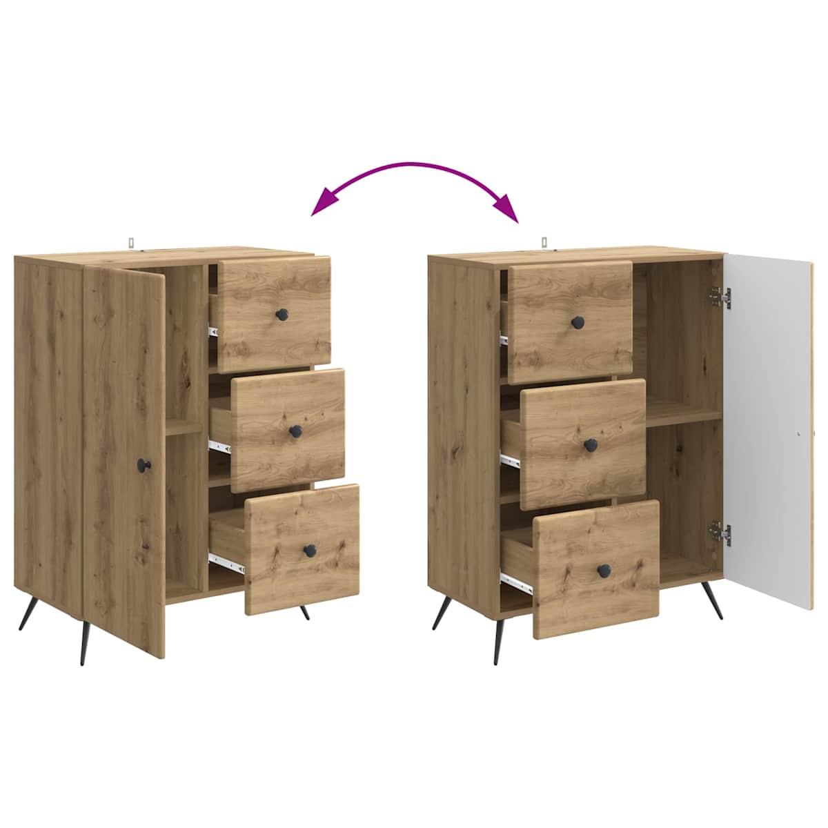 Sideboard 66 x 34,5 x 90 cm Konstrueret træ - Billede 10