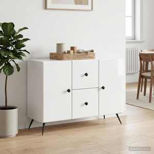 Servírovací skříň Bílá s vysokým leskem 89 x 34,5 x 60 cm - obrázek 4