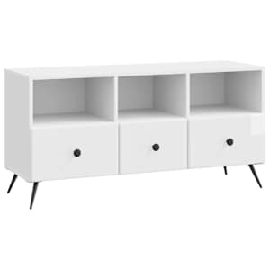 TV omarica Bela visok sijaj 102 x 34,5 x 50 cm Inženirski les