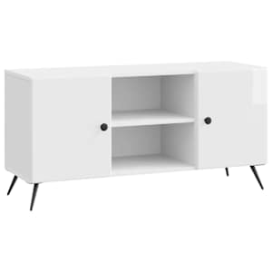 TV omarica Bela visok sijaj 102 x 34,5 x 50 cm Inženirski les