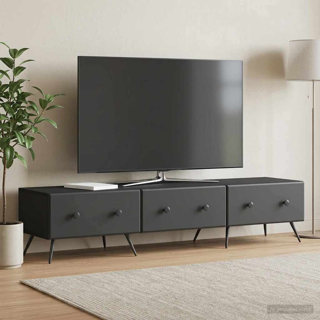 vidaXL Cabinet TV cu sertar Negru 147 x 34,5 x 30 cm Lemn prelucrat