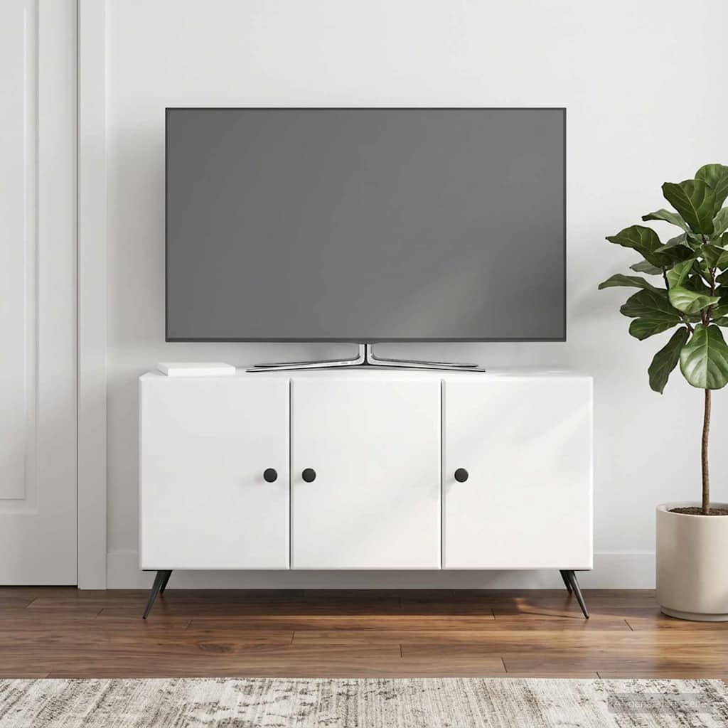 TV-kaappi Korkeakiiltoinen valkoinen 99 x 34,5 x 50 cm - Image 4
