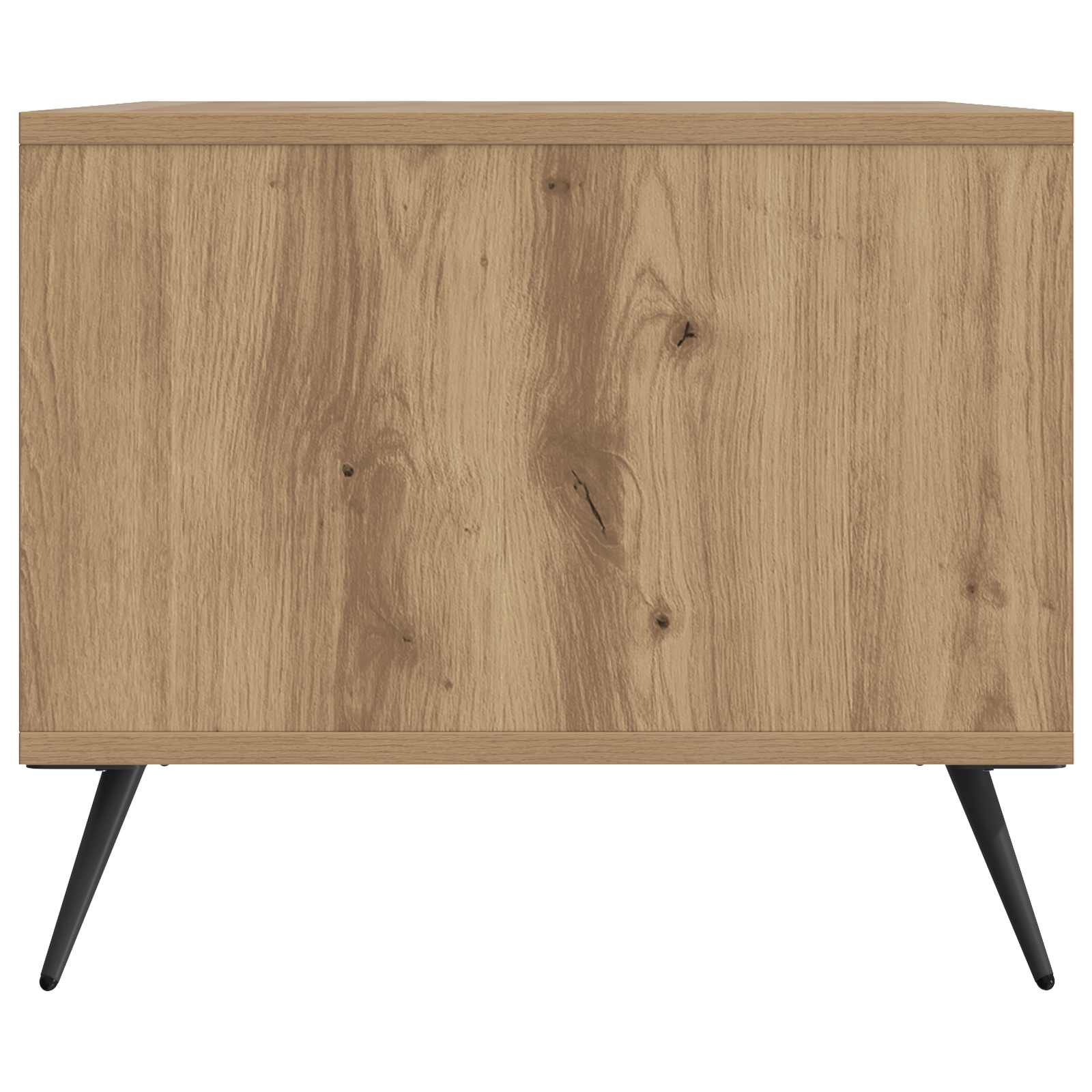 Salontafel Artisanaal eiken 90 x 50 x 40 cm Bewerkt hout - Afbeelding 5