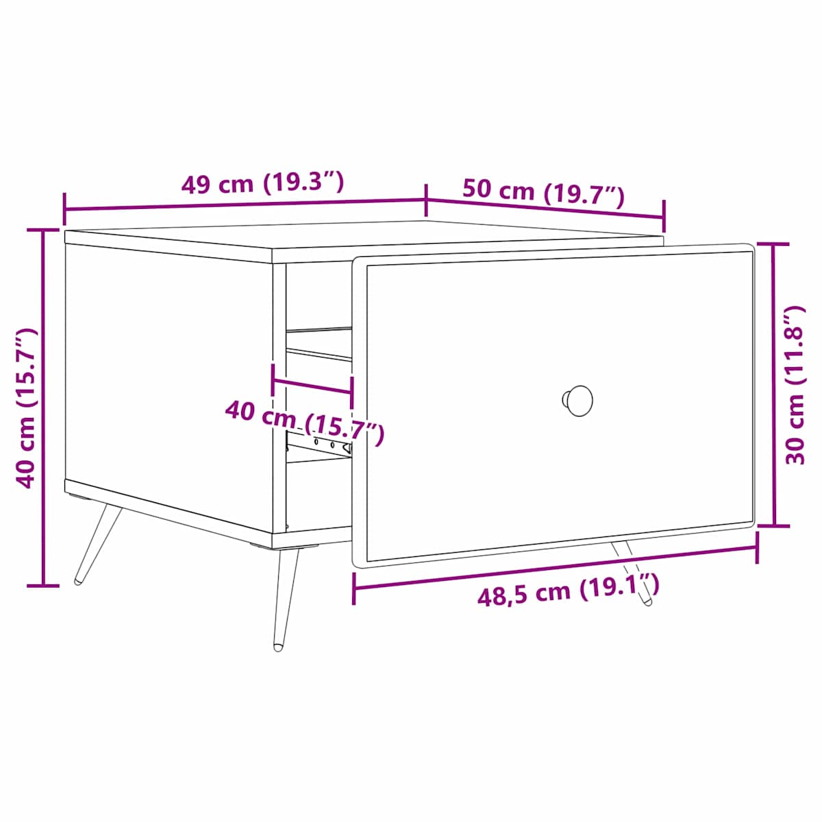 Sofabord 49 x 50 x 40 cm Konstrueret træ - Billede 11