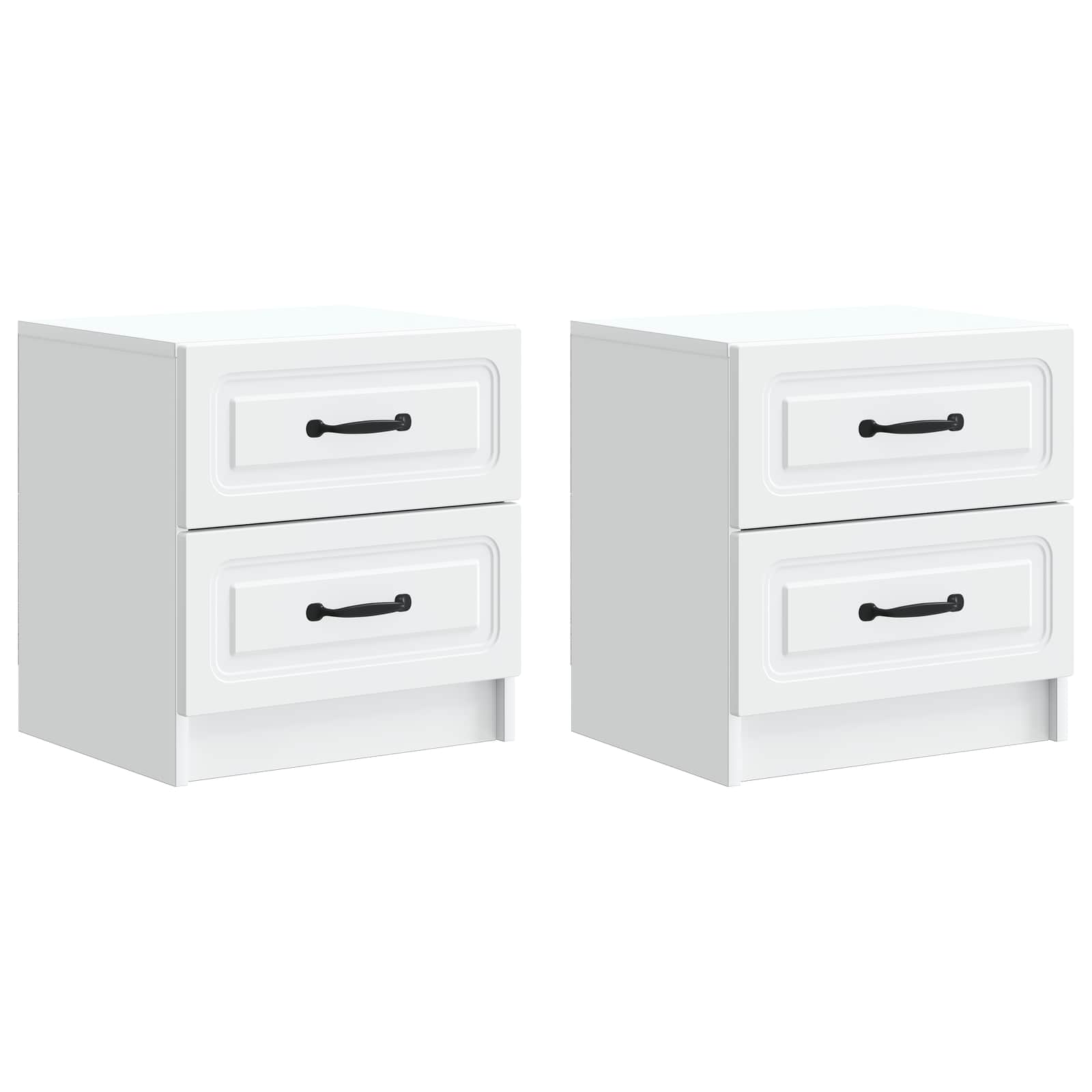 vidaXL Dulap de noapte 2 pcs Alb 43 x 34,5 x 44,5 cm Lemn prelucrat