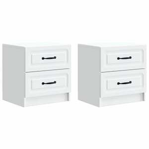 Nočna omarica 2 pcs Bela 43 x 34,5 x 44,5 cm Inženirski les