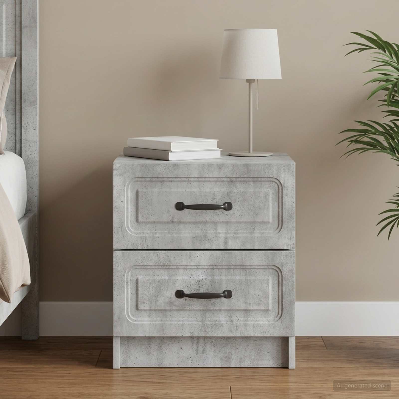Κομοδίνο με συρτάρι Γκρι Σκυροδέματος 43 x 34,5 x 44,5 εκ