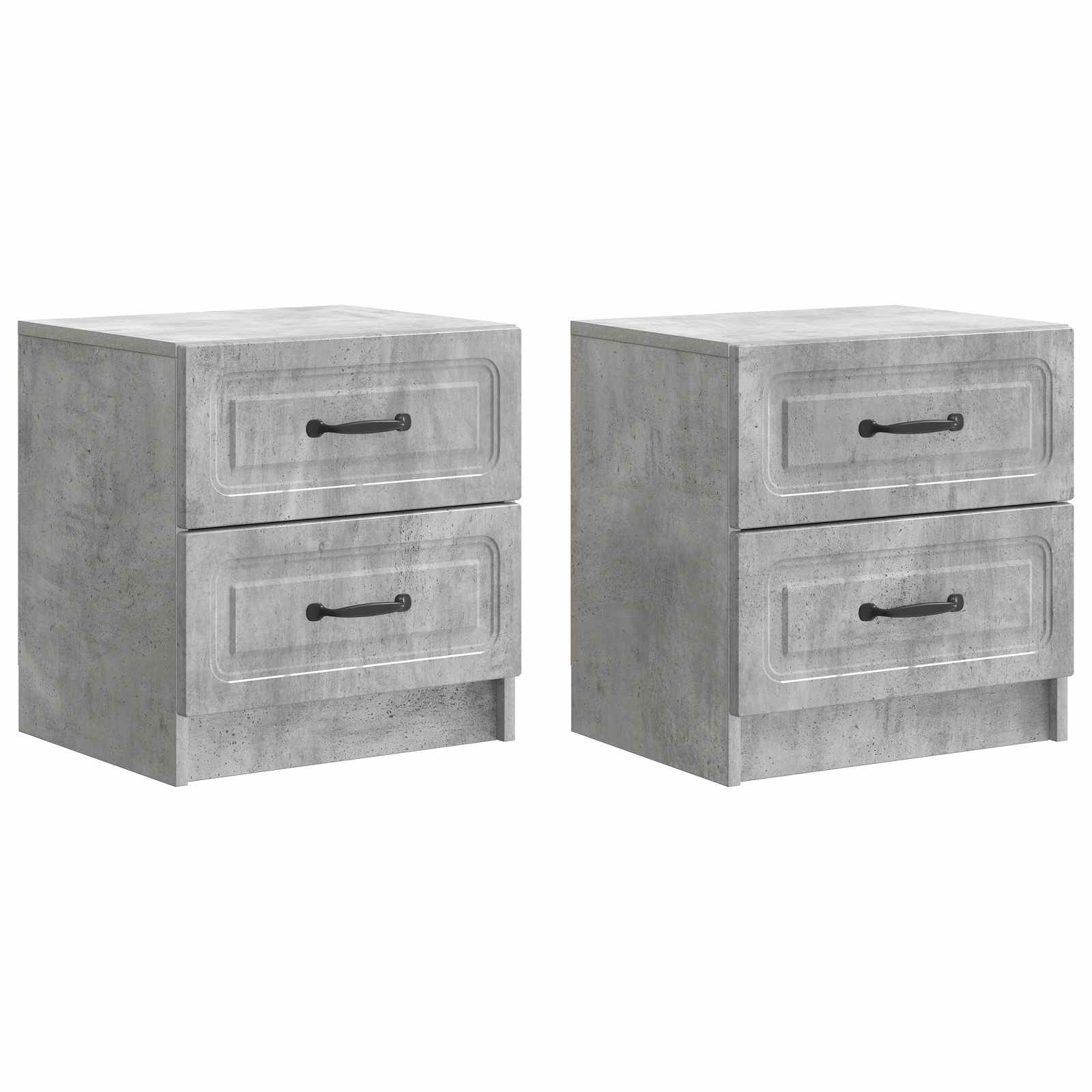 vidaXL Dulap de noapte cu sertar 2 pcs Gri Beton 43 x 34,5 x 44,5 cm