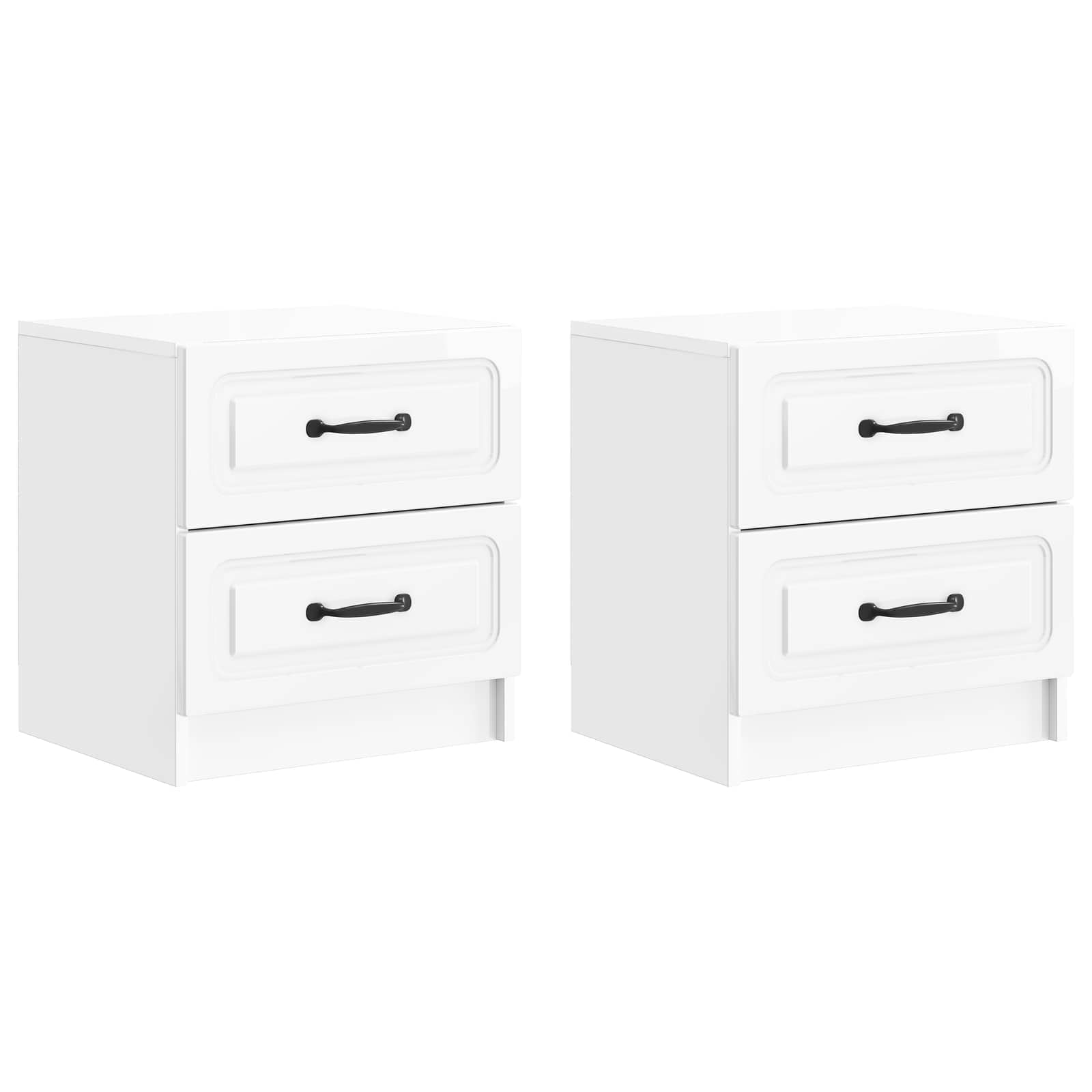 vidaXL Dulap de noapte 2 pcs Alb foarte lucios 43 x 34,5 x 44,5 cm