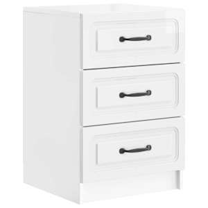 Nočna omarica Bela visok sijaj 43 x 41 x 63,5 cm Inženirski les