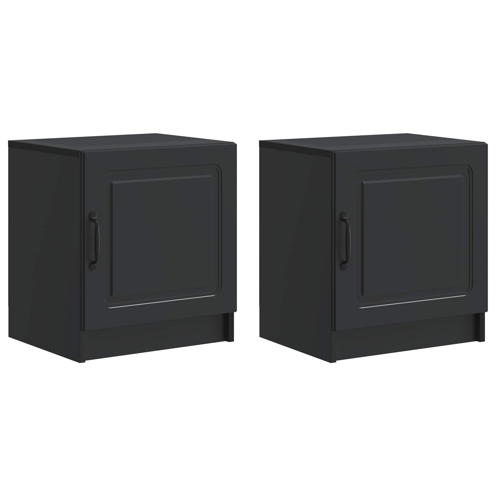 vidaXL Dulap de noapte 2 pcs Negru 43 x 34,5 x 47 cm Lemn prelucrat