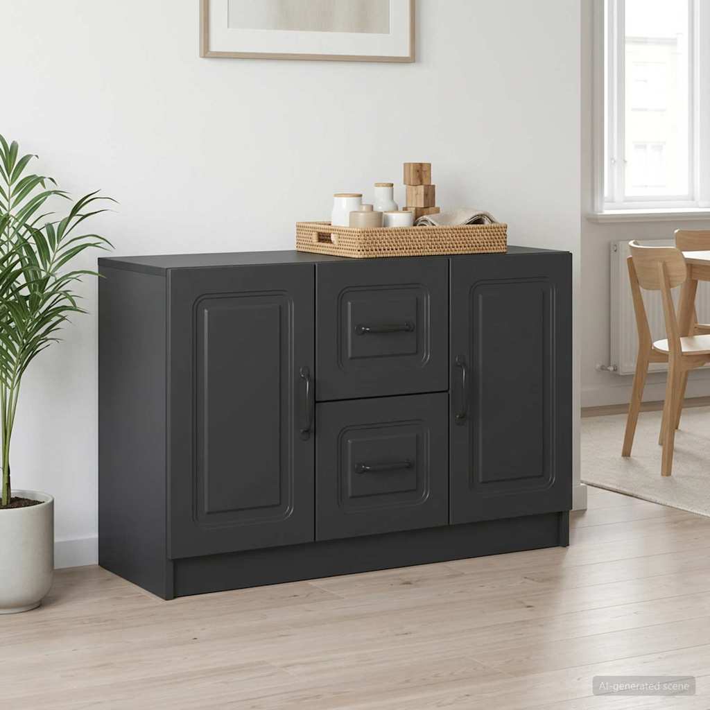 vidaXL Sivupöytä laatikon kanssa Musta 89 x 34,5 x 57 cm Tekninen puu