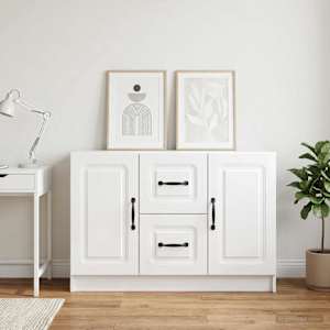 Servírovací skříň Bílá s vysokým leskem 89 x 34,5 x 57 cm - obrázek 1
