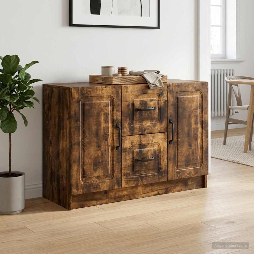 vidaXL Bufet cu sertar Stejar fumuriu 89 x 34,5 x 57 cm Lemn prelucrat