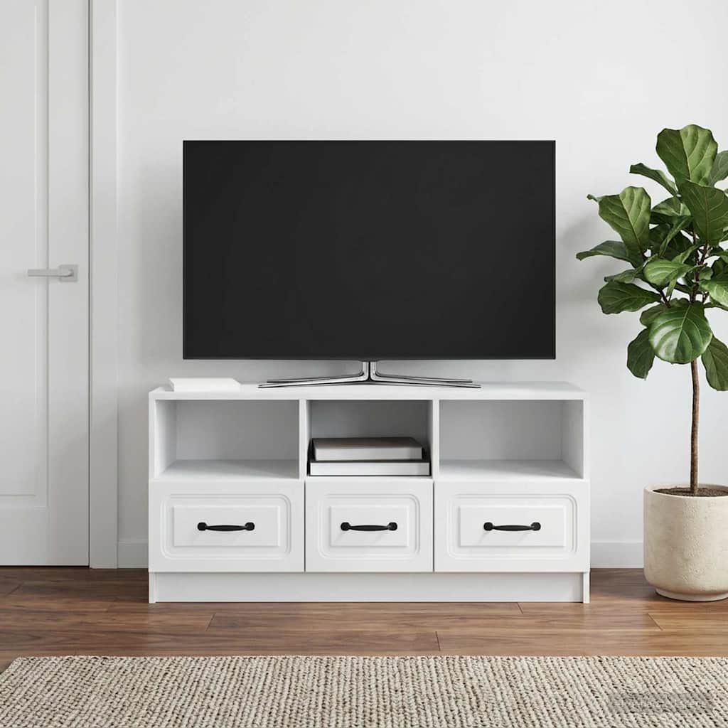 TV-kaappi valkoinen 102 x 34,5 x 47 cm Tekninen puu