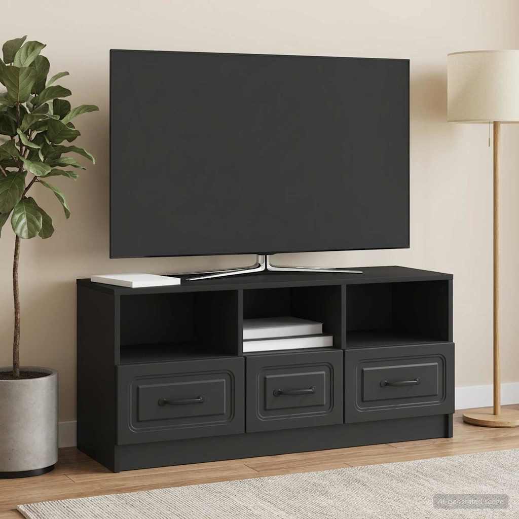 TV-kaappi laatikon kanssa Musta 102 x 34,5 x 47 cm Tekninen puu