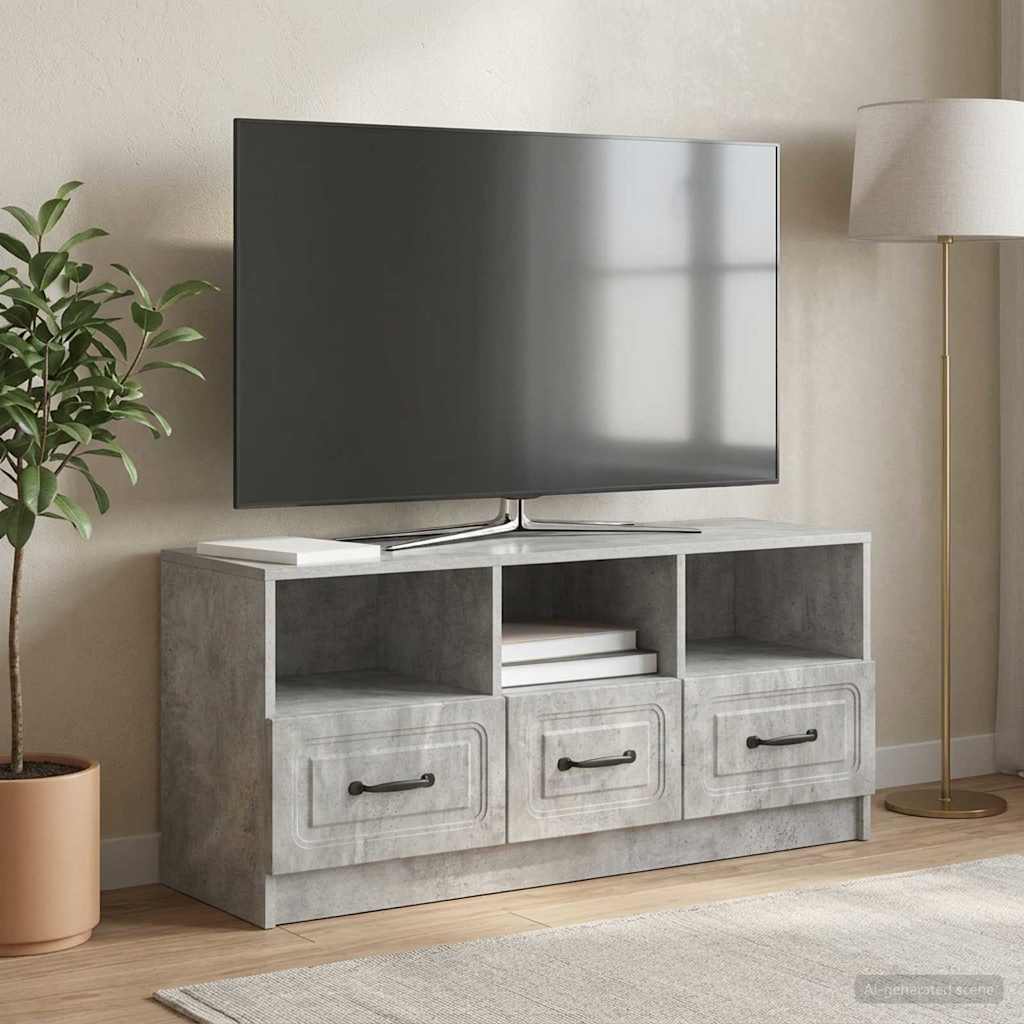 TV-kaappi Betoninharmaa 102 x 34,5 x 47 cm Tekninen puu
