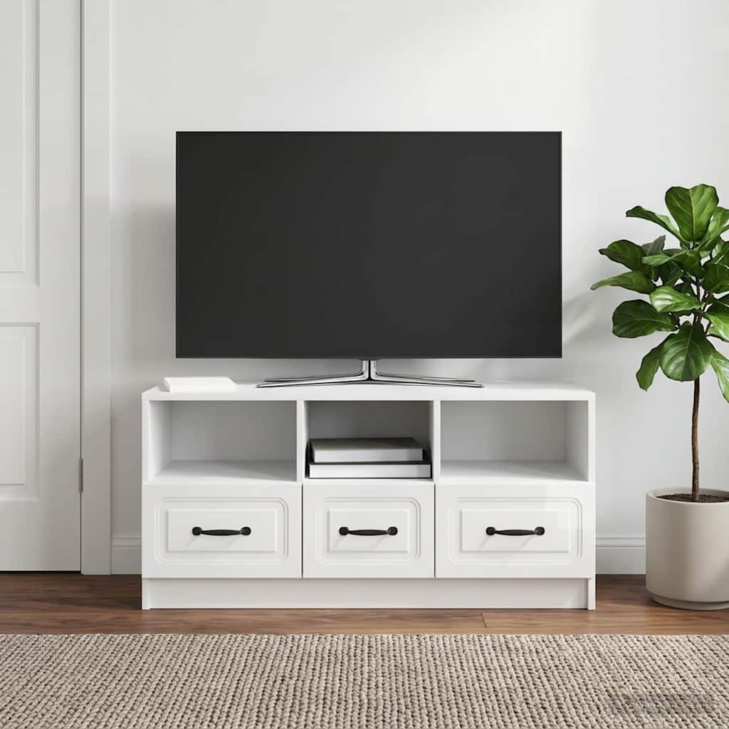 TV-kaappi Korkeakiiltoinen valkoinen 102 x 34,5 x 47 cm