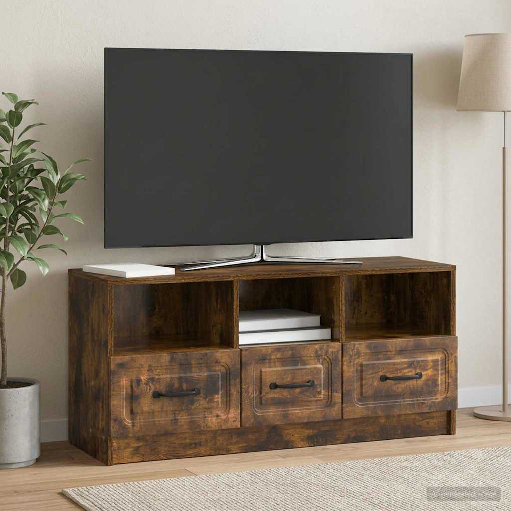 vidaXL Cabinet TV Stejar fumuriu 102 x 34,5 x 47 cm Lemn prelucrat