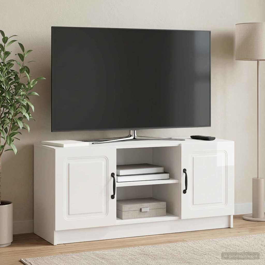 TV-kaappi Korkeakiiltoinen valkoinen 102 x 34,5 x 47 cm
