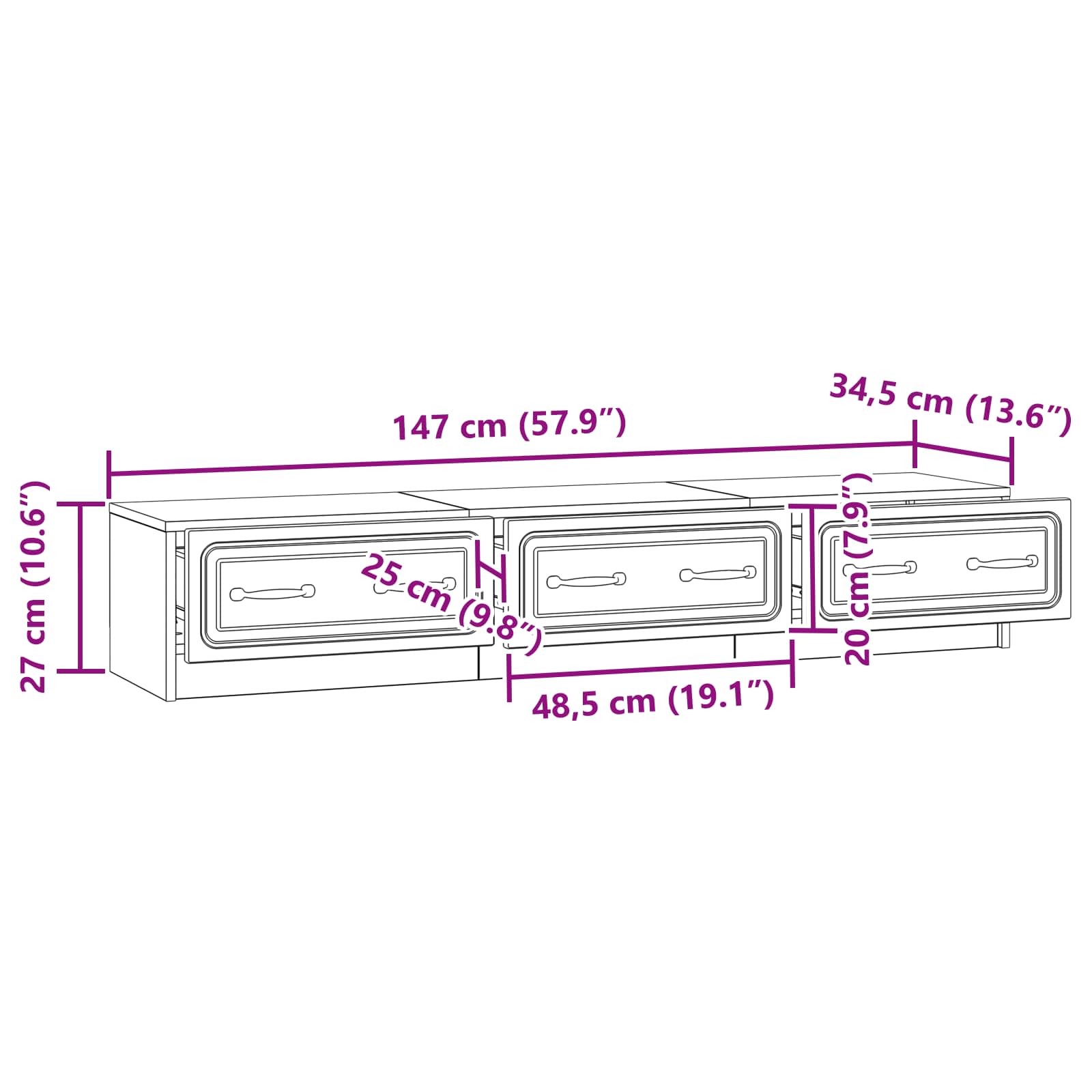 Ντουλάπι TV Λευκό 147 x 34,5 x 27 εκ Επεξεργασμένο Ξύλο - Image 9