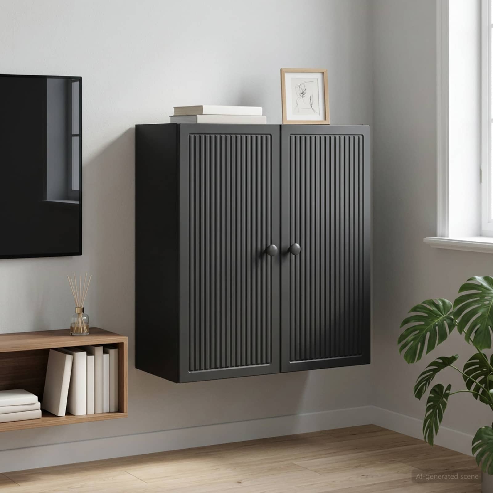 vidaXL Dulap montat pe perete Negru 59 x 31 x 60 cm Lemn prelucrat