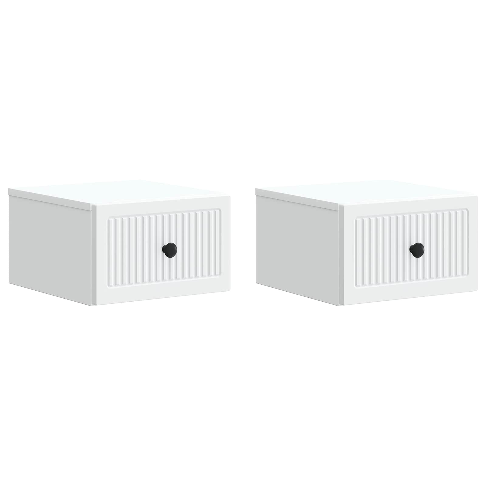 vidaXL Dulap de noapte suspendat cu sertar 2 pcs Alb 33 x 34,5 x 20 cm