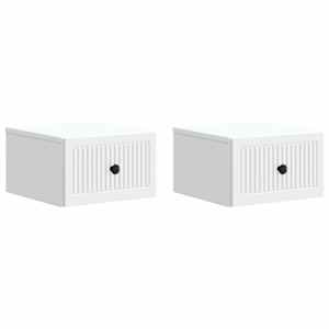 Stenski nočni omarici s predalom 2 pcs Bela 33 x 34,5 x 20 cm