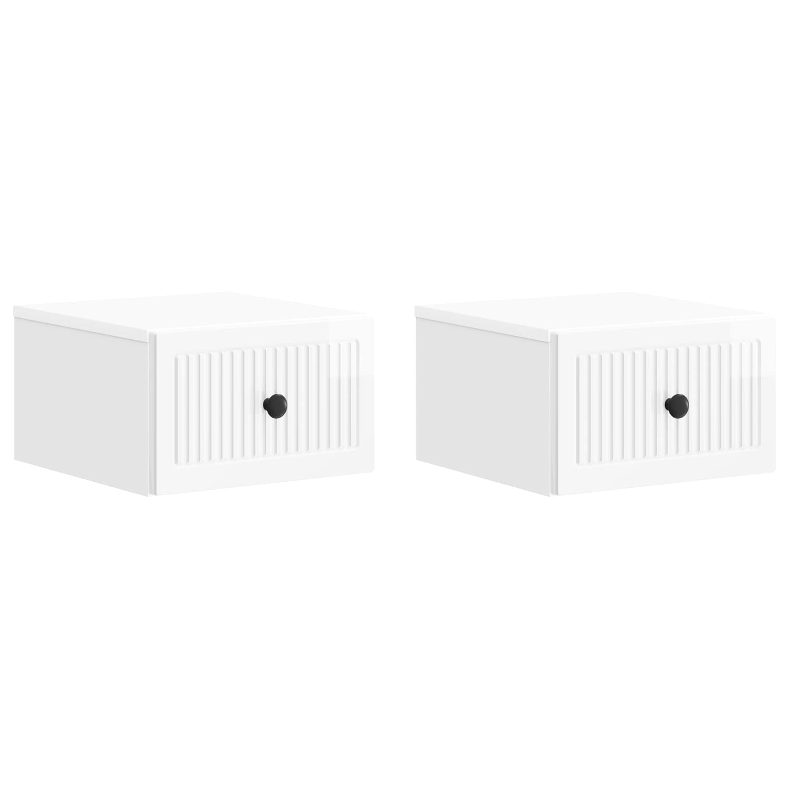 vidaXL Dulap de noapte suspendat cu sertar 2 pcs Alb foarte lucios