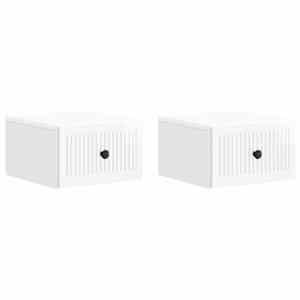 Stenski nočni omarici 2 pcs Bela visok sijaj 33 x 34,5 x 20 cm