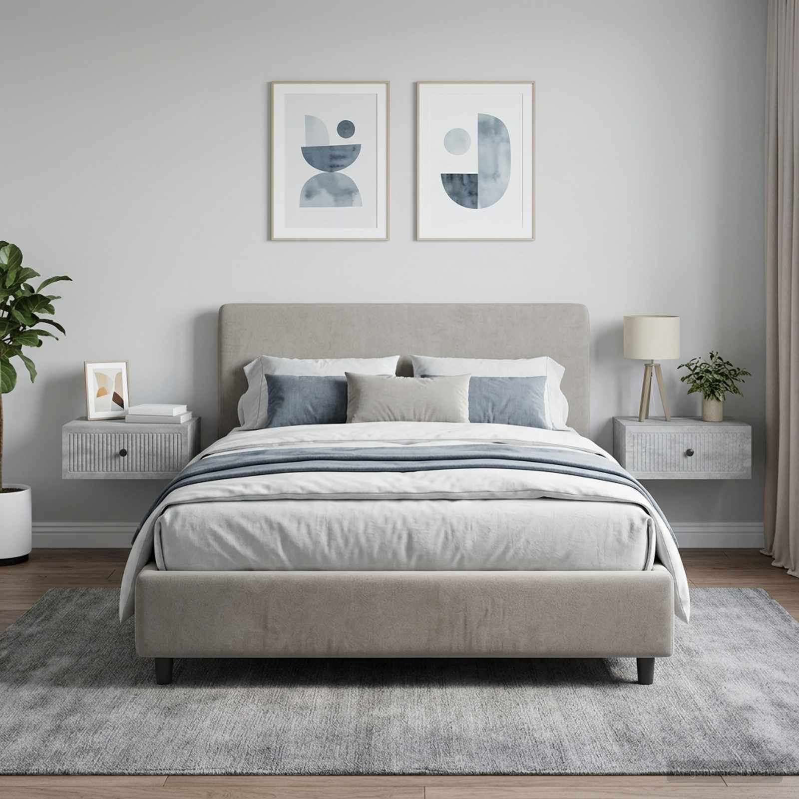 Κομοδίνο με συρτάρι 2 pcs Γκρι Σκυροδέματος 49 x 34,5 x 20 εκ.