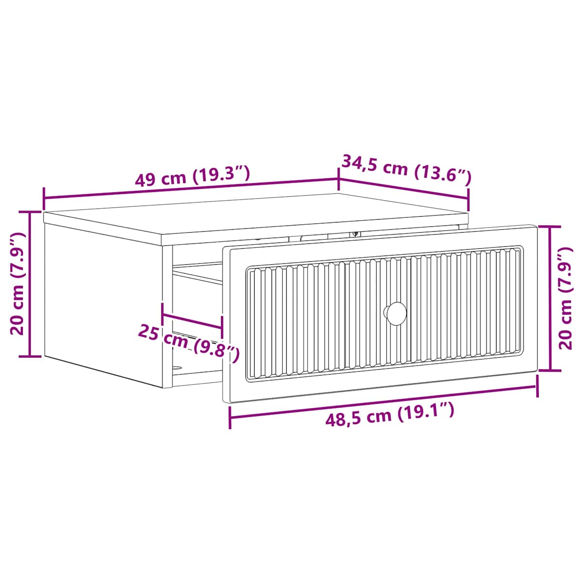 Natskab 49 x 34,5 x 20 cm Konstrueret træ - Billede 11