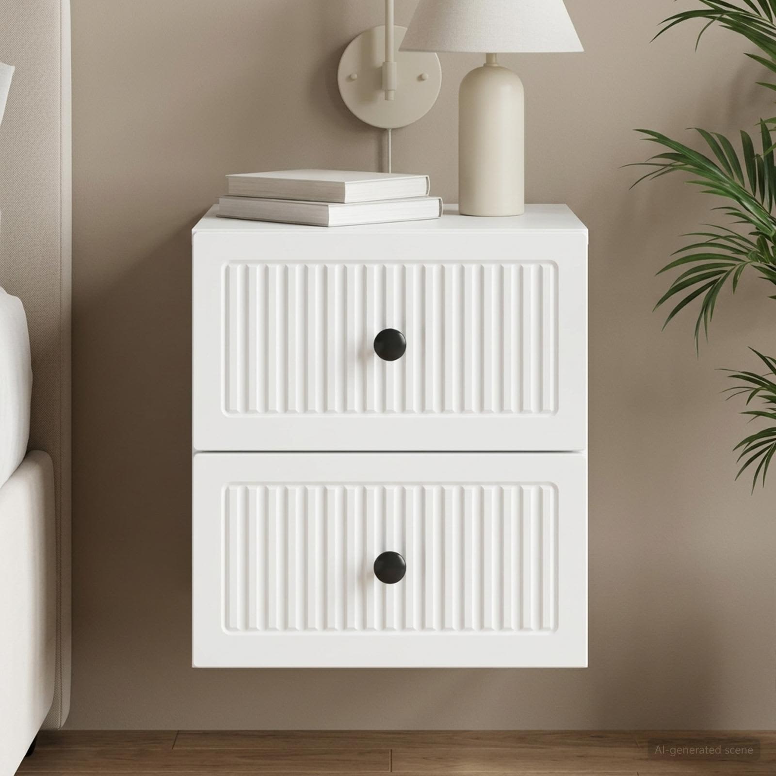 vidaXL Väggmonterat Sängbord Vit 33 x 34,5 x 40 cm Konstruerat trä