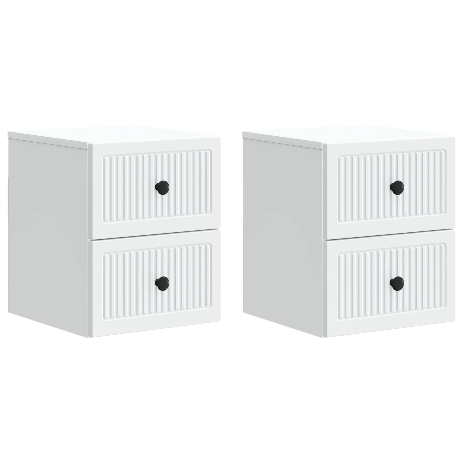vidaXL Dulap de noapte suspendat cu sertar 2 pcs Alb 33 x 34,5 x 40 cm