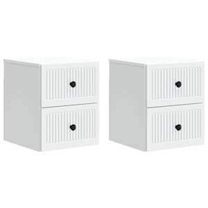 Stenski nočni omarici s predalom 2 pcs Bela 33 x 34,5 x 40 cm