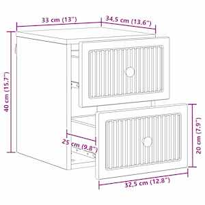 Nástěnný noční stolek 2 pcs Betonově šedá 33 x 34,5 x 40 cm - obrázek 11